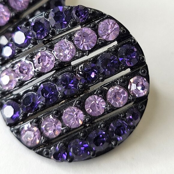 Purple Round Stud Earrings - Picture 3 of 9